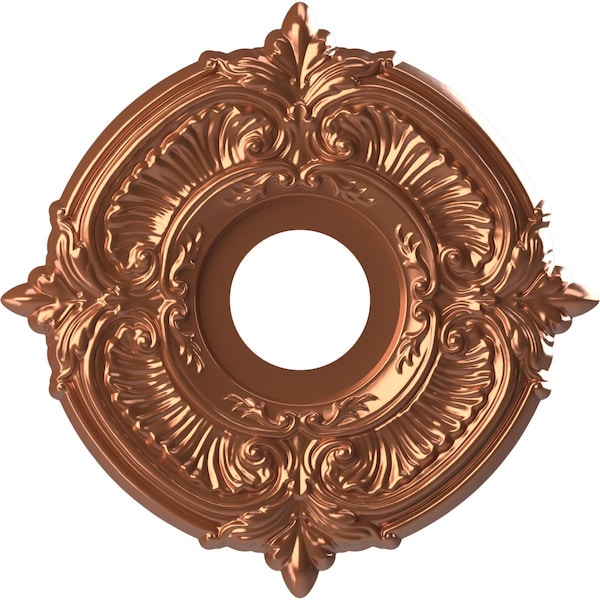 Ekena Millwork Attica PVC Ceiling Medallion (Fits Canopies up to 5"), Bright Coat Copper, 13"OD x 3 1/2"ID x 3/4"P CMP13ATBCO - main